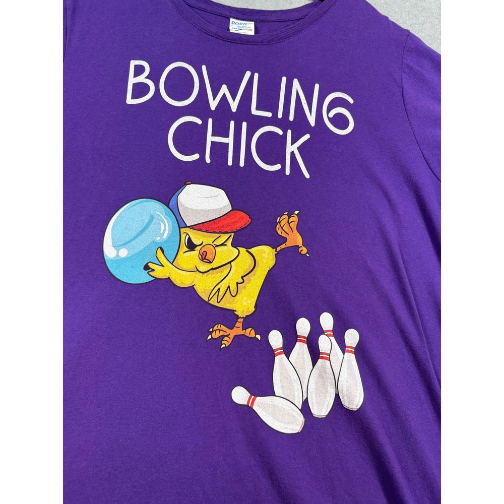 Bowling Chick Purple T Shirt Womens 3XL Cotton Funny Bowler Top Chicken Gift